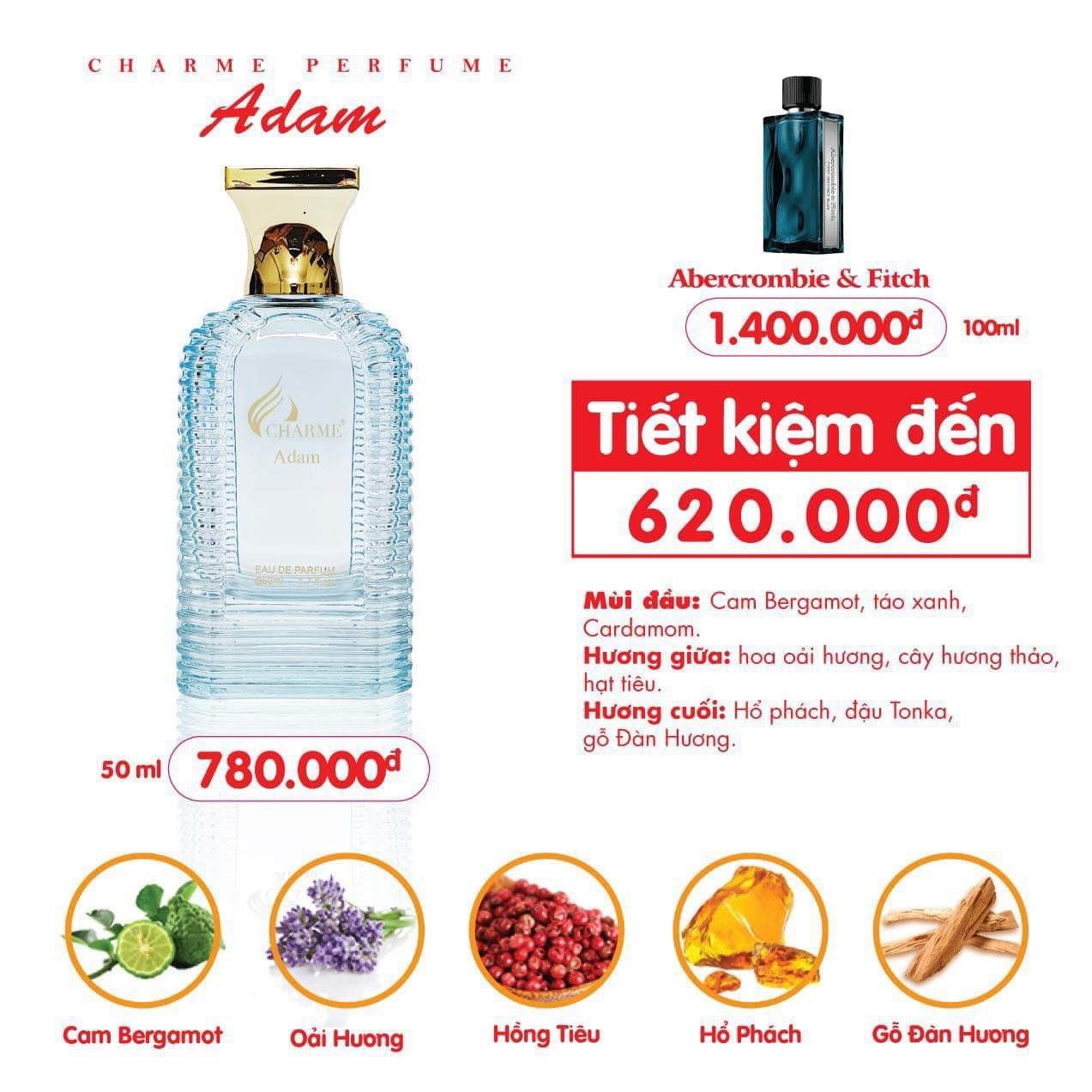 [Charme] Nước Hoa Nam Charme Adam 50ml