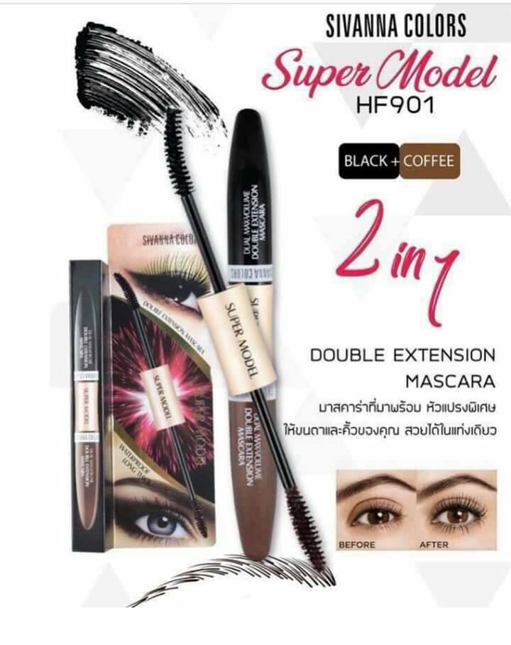 [Sivanna] Mascara Sivanna Colors Super Model 2in1 Double Extension